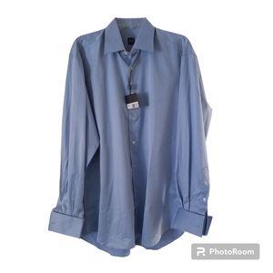 IKE Behar New York blue button down French Cuff dress shirt 16/35
